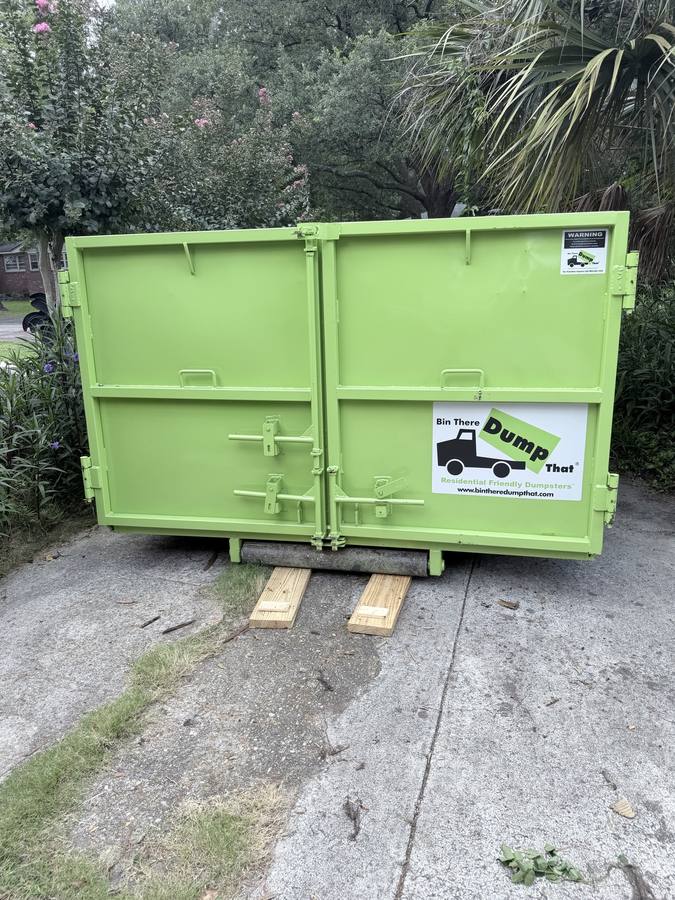 Donated dumpster in place at the site