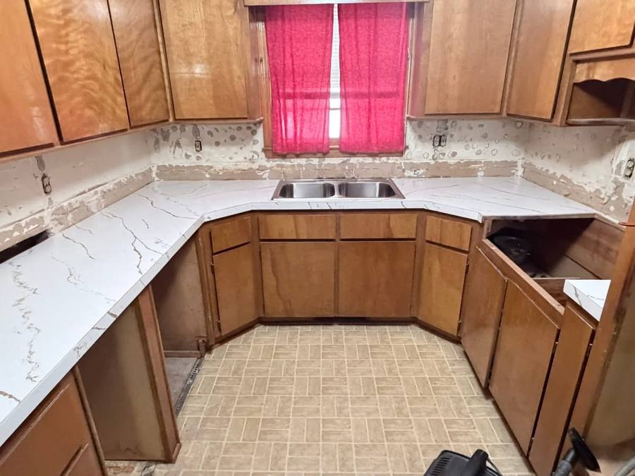 New countertops installed in Miss Vernell's kitchen